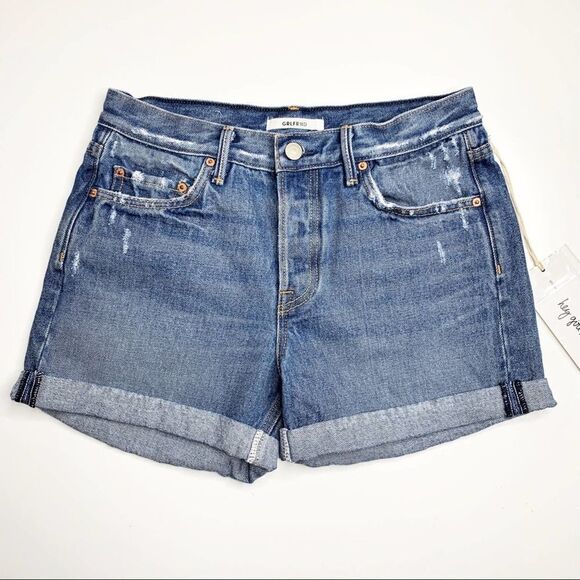 GRLFRND Karlie High Rise Jean Shorts 24 Light Wash Distressed - Picture 1 of 10
